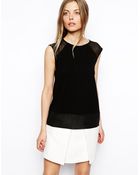 Asos Top In Texture And Sheer Panels - Lyst