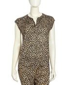 Rebecca Taylor Cap-Sleeve Leopard-Print Top - Lyst