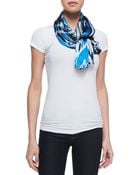 Roberto Cavalli Ikat Printed Silk Satin Scarf - Lyst