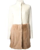 Drome Colour Block Fur Coat - Lyst