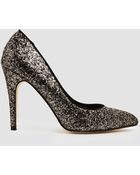 Miss Kg Carrie Gold And Black Glitter Heeled Court Shoes - Lyst