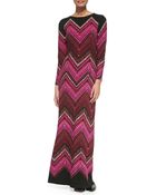Melissa Masse Long Sleeve Chevron Print Maxi Dress - Lyst