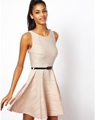 Ax Paris Skater Dress with Belt - Lyst