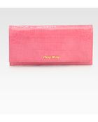 Miu Miu Crocodile Embossed Leather Continental Wallet - Lyst