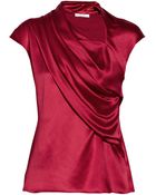Oscar de la Renta Draped Silk-satin Top - Lyst