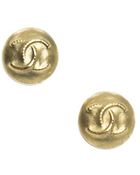 Chanel Pre-Owned Gold Cc Logo Vintage Button Earrings - Lyst