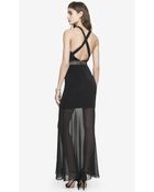 Express Crisscross Back Sheer Skirt Maxi Dress - Lyst