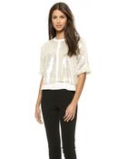 Whistles Allover Sequin Top - White - Lyst