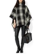 Ralph Lauren Lauren Wool Blend Plaid Poncho - Lyst