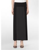 Calvin Klein Solid Center Foldover Waistband Center Pleat Maxi Skirt - Lyst
