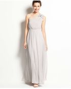 Ann Taylor Silk Georgette Floral One Shoulder Gown - Lyst