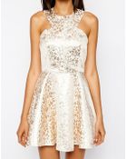 Ax Paris Metallic Jacquard Skater Dress - Lyst