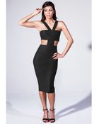 Missguided Cut Out Bodycon Midi Dress In Black - Lyst