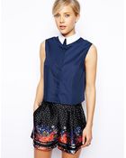 Asos Sleeveless Blouse with Contrast Collar - Lyst