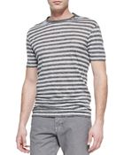 Vince Striped Linen-Knit Tee - Lyst