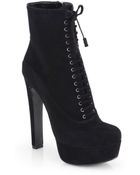 Prada Suede Laceup Ankle Boots - Lyst