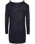 Donna Karan New York Sequinned Cold Shoulder Sweater - Lyst
