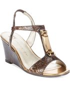 Anne Klein Edlynn T-Strap Wedge Sandals - Lyst
