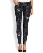 7 For All Mankind Floral-Print Skinny Jeans - Lyst