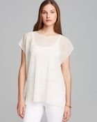 Eileen Fisher Jewel Neck Cap Sleeve Top - Lyst