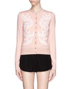 Alexander McQueen Swallow Jacquard Wool Silk Blend Cardigan - Lyst