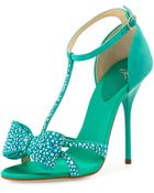 Giuseppe Zanotti Suede Crystal-Bow Sandal - Lyst