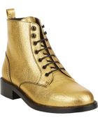 Saint Laurent Metallic Patti Lace-Up Boots - Lyst