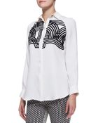 Lela Rose Embellished Linedrawn Blouse - Lyst
