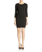 Guess Three Quarter Sleeve Cutout Body Con Dress - Lyst