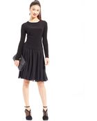 Adrianna Papell Long-Sleeve Pleated A-Line Dress - Lyst
