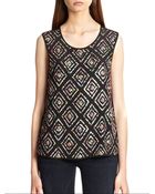 Joie Messana Silk Sequin-patterned Top - Lyst