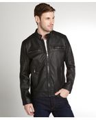 Calvin Klein Black Faux Leather Zip Front Moto Jacket - Lyst
