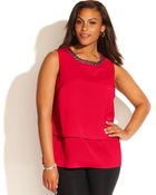 Calvin Klein Plus Size Sleeveless Layered-Look Beaded Top - Lyst