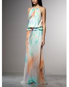 Patrizia Pepe Long Dress In Silk Muslin Fantasy - Lyst