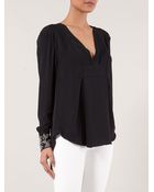 Thakoon V-Neck Woven Cuff Blouse - Lyst