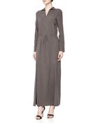Halston Heritage Zip-Front Drawstring Silk Maxi Dress - Lyst