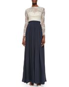 Catherine Deane Vita Long-sleeve Lace-bodice Gown - Lyst