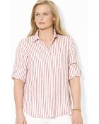 Ralph Lauren Lauren Plus Linen Stripe Shirt - Lyst