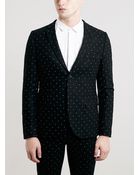 Topman Black Spotted Skinny Blazer - Lyst