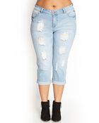 Forever 21 Distressed Cropped Jeans - Lyst