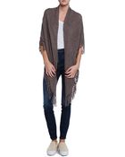 White + Warren Open Two Way Fringe Popover Sweater Wrap - Lyst