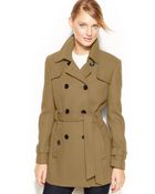 Calvin Klein Double-Breasted Belted Pea Coat - Lyst