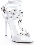 Giuseppe Zanotti White Leather Strappy Buckle Detail Sandals - Lyst