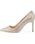Manolo Blahnik Bb Linen-printed Suede Pump - Lyst
