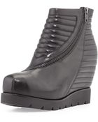 Ash Tiffany Quilted Leather Asymmetric-Zip Bootie - Lyst