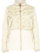 River Island Cream Faux Fur Padded Jacket - Lyst