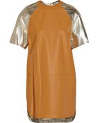 3.1 Phillip Lim Leather Baseball Mini Dress - Lyst