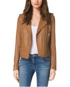 Michael Kors Zip-Front Leather Jacket - Lyst