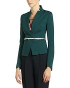 Patrizia Pepe Short Belted Jacket In Stretch Fabric - Lyst