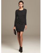 Banana Republic Multi-Stripe Shirred Knit Dress - Lyst